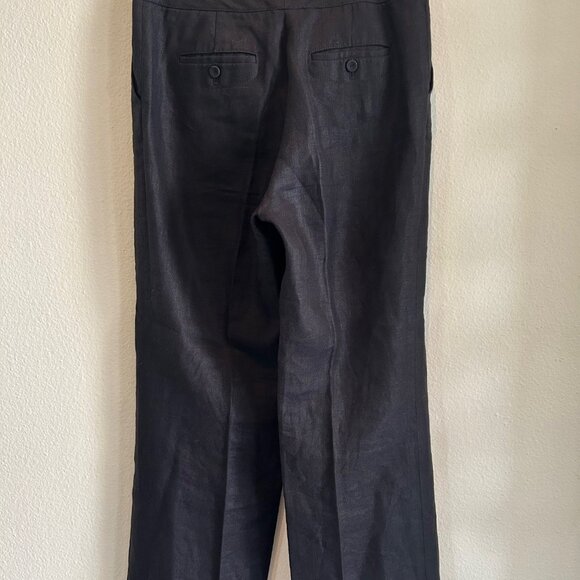 Talbots Heritage Pants Women’s Black Wide Leg Trousers Pure Irish Linen - Picture 2 of 9